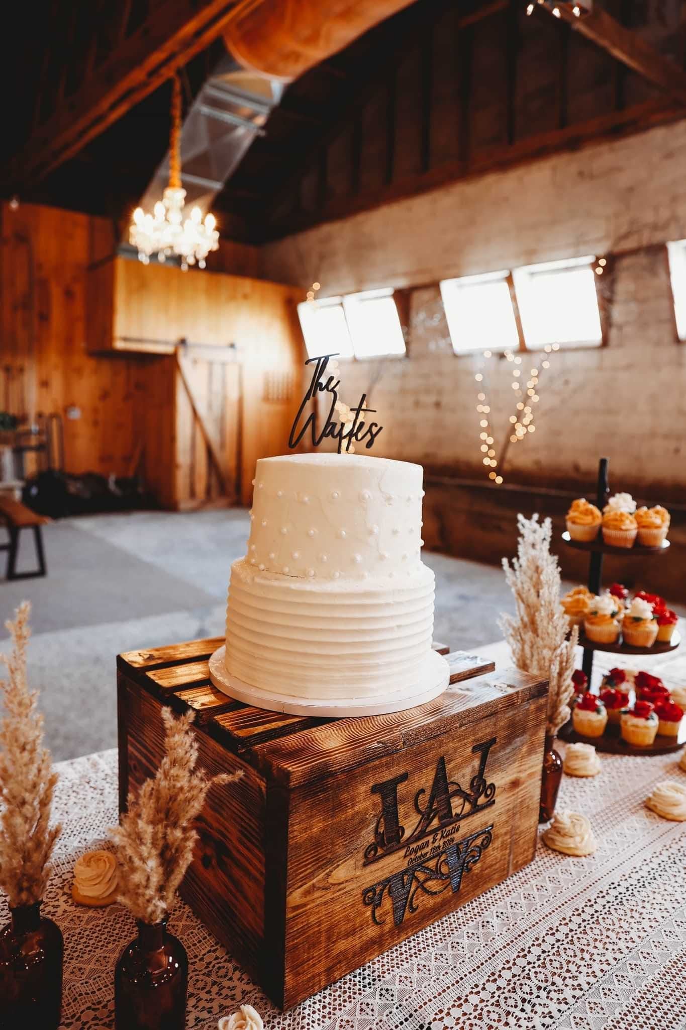 Handmade Rustic, Country, Wedding cake Display Stand Personalized with a monogram